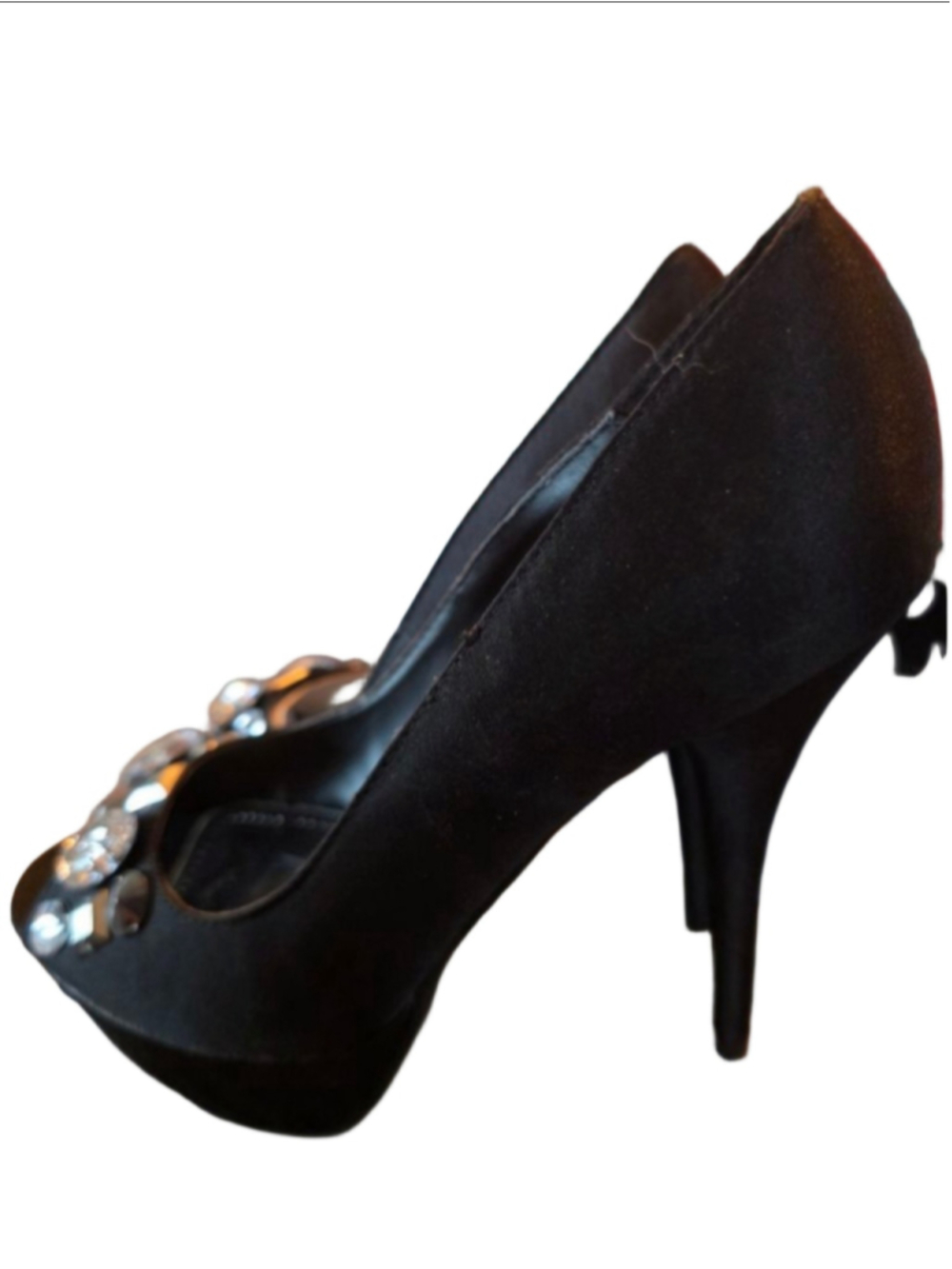 Women's MINX Black Embellished Peep Toe Heels Size 7 new in box sexy shoes fancy - Picture 2 of 10